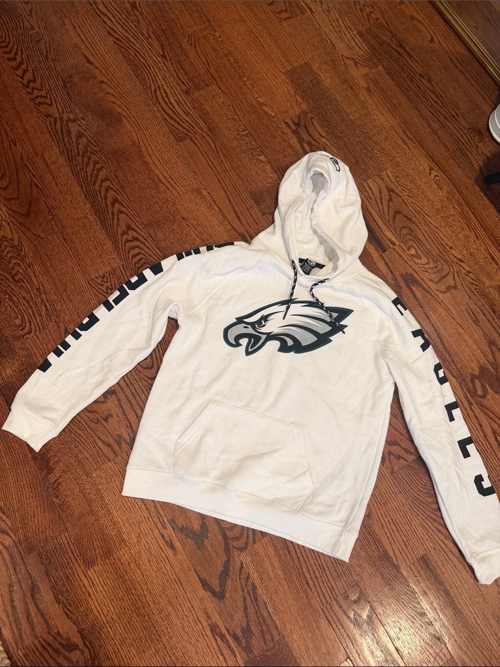 NFL White Hoodie with Dark Green Eagle Logo